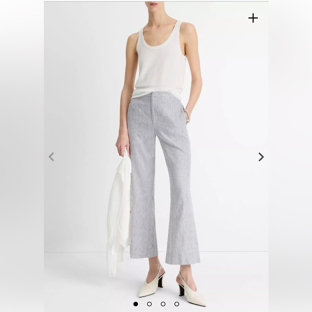 NWT: Vince Stripe Linen-Cotton Crop Flare Trouser